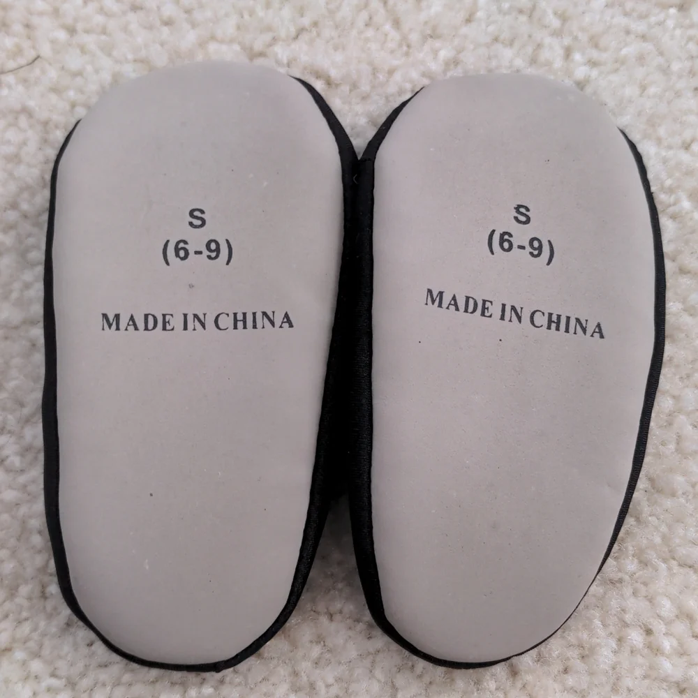 Toddler Black Slip On Ballerina Slippers (Size 6-9)